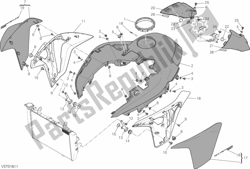 Tutte le parti per il 34a - Carenatura del Ducati Multistrada 950 Touring 2017